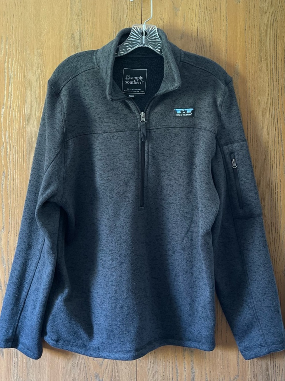 Simply Southern Men's Charcoal Heather Gray 1/2 Zip Quarter Zip Pullover Sweater